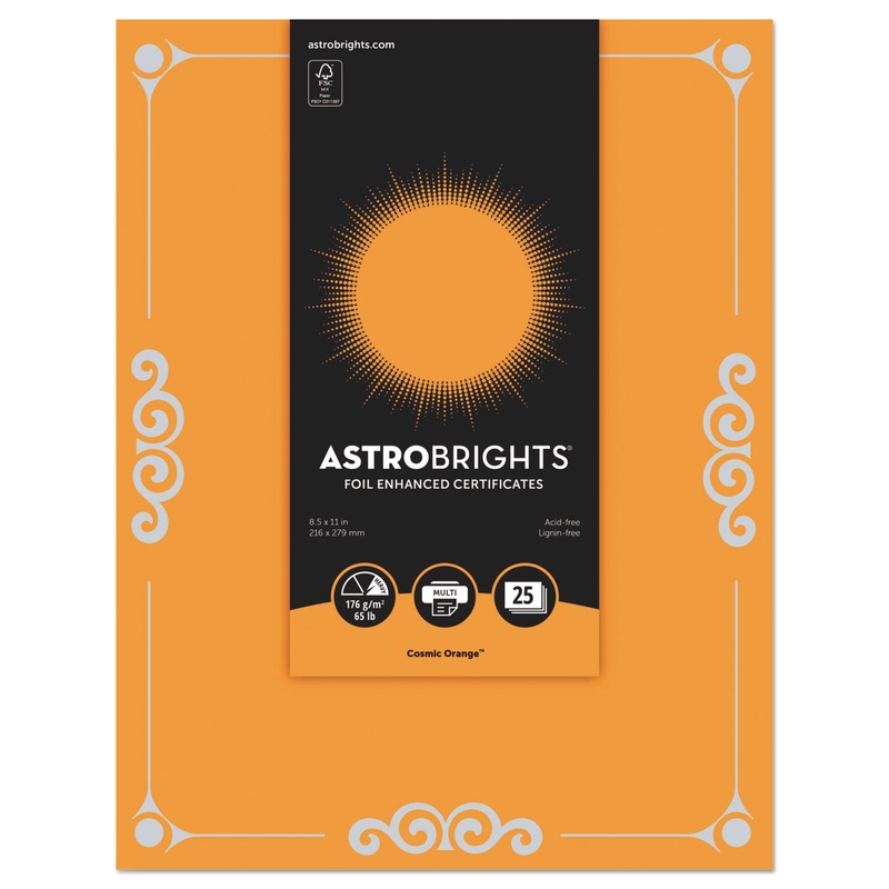 Foil Enhanced Certificates, 8 1/2" X 11", Cosmic Orange, 25/pk