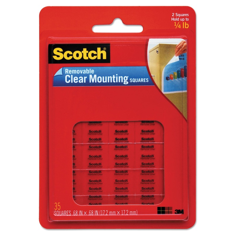 Mounting Squares, Precut, Removable, 11/16" X 11/16", Clear, 35/pack