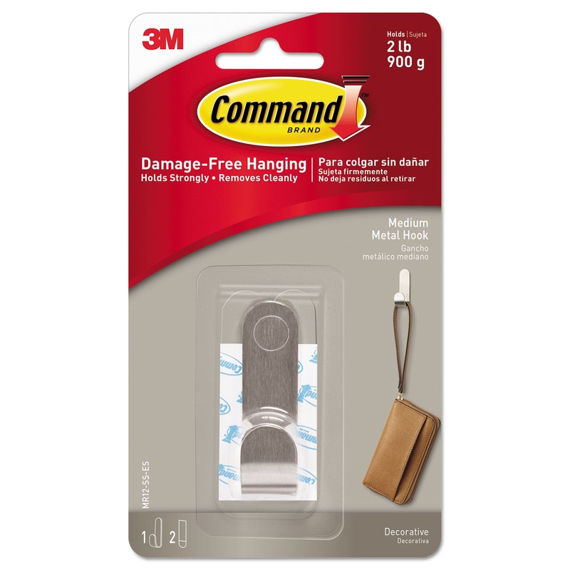 DECORATIVE HOOKS, MEDIUM, 1 HOOK AND 2 STRIPS/PACK