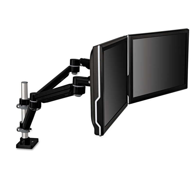 EASY-ADJUST DUAL MONITOR ARM, 4.5W X 25.5D X 27H, BLACK/GRAY
