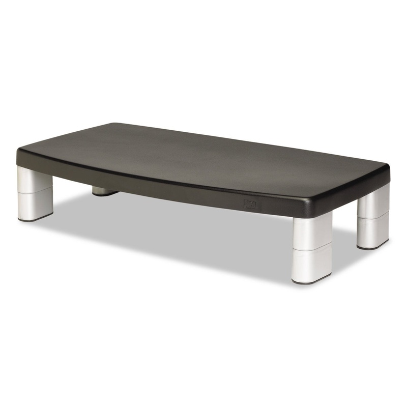 Extra-Wide Adjustable Monitor Stand, 20 X 12 X 1 To 5 7/8, Black