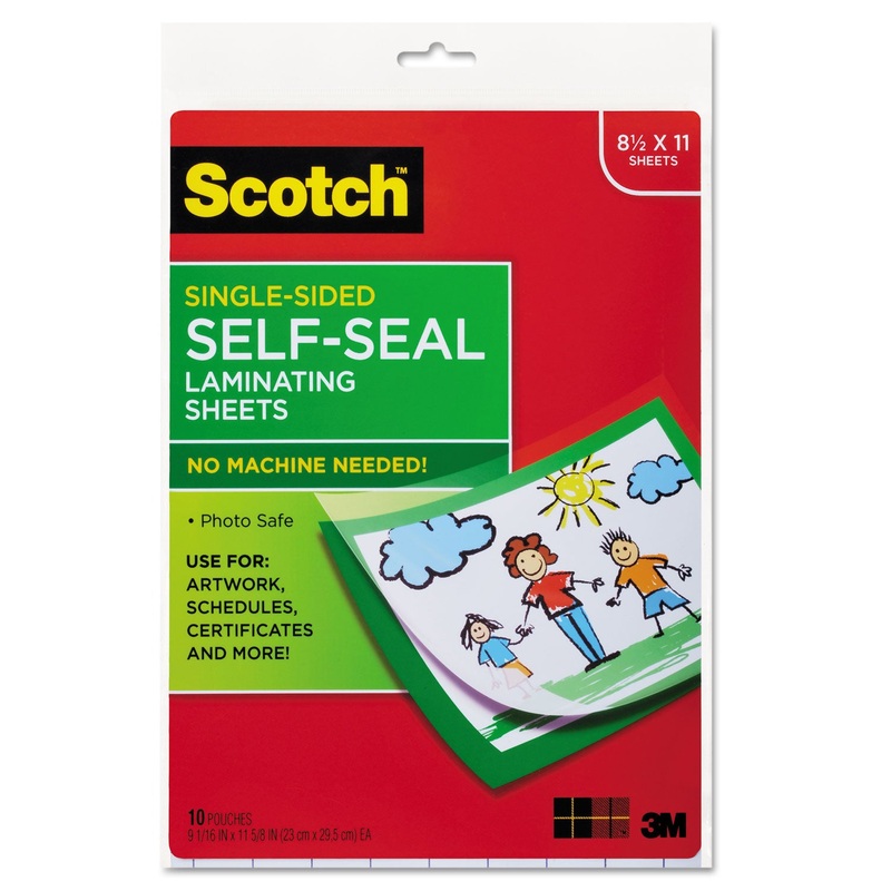 SELF-SEALING LAMINATING SHEETS, 6 MIL, 9.06" X 11.63", GLOSS CLEAR, 10/PACK