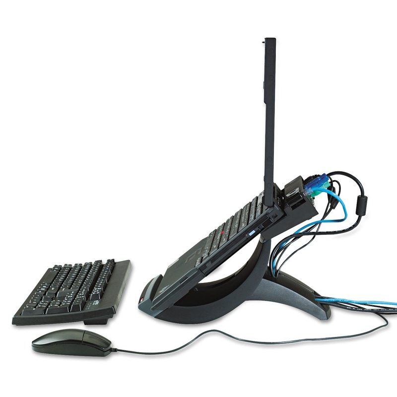 Vertical Notebook Computer Riser, Cable Management, 9x12x6 1/2 - 9 1/2, Black