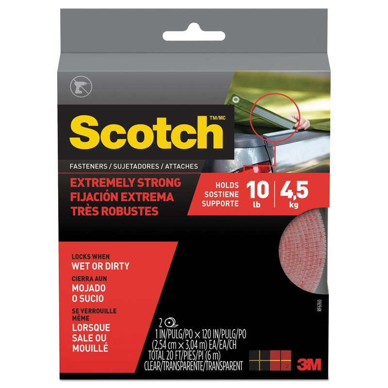 EXTREME FASTENERS, 1" X 10 FT, CLEAR, 2/PACK