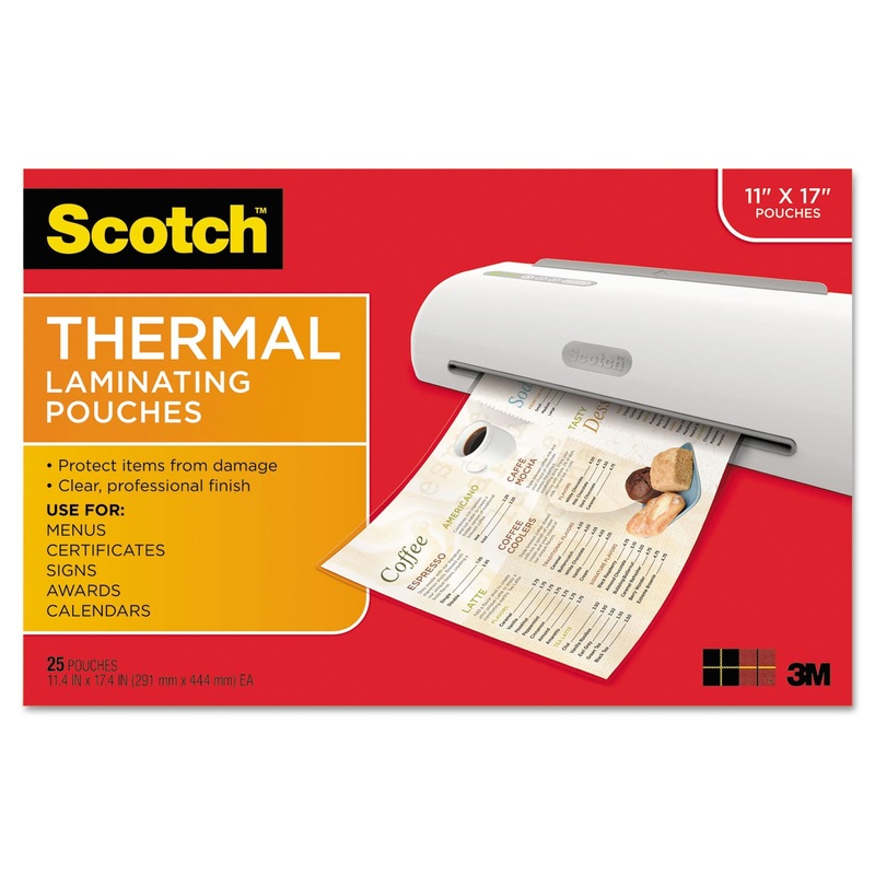 LAMINATING POUCHES, 3 MIL, 11.5" X 17.5", GLOSS CLEAR, 25/PACK