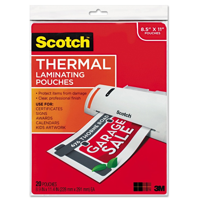 LAMINATING POUCHES, 3 MIL, 9" X 11.5", GLOSS CLEAR, 20/PACK