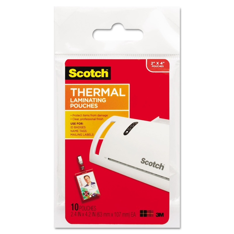 LAMINATING POUCHES, 5 MIL, 2.25" X 4.25", GLOSS CLEAR, 10/PACK