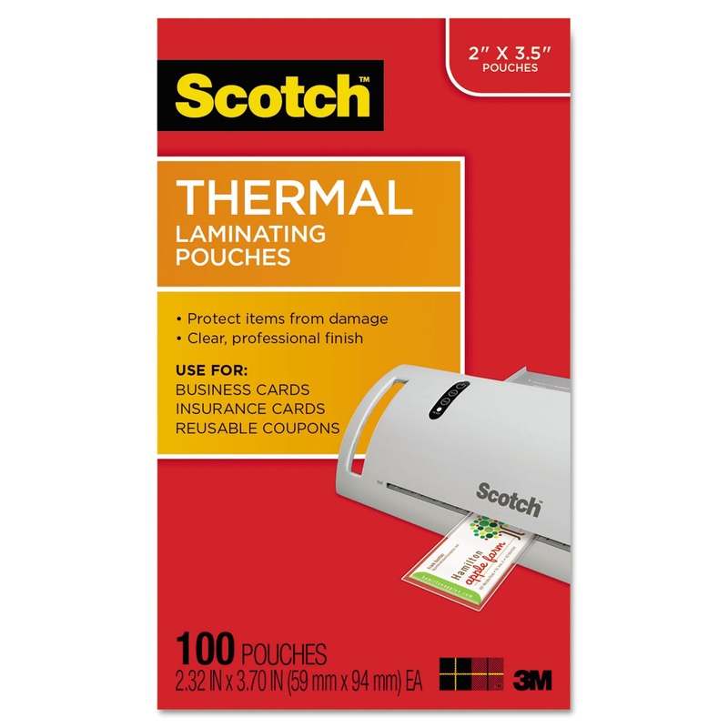 LAMINATING POUCHES, 5 MIL, 3.75" X 2.38", GLOSS CLEAR, 100/PACK