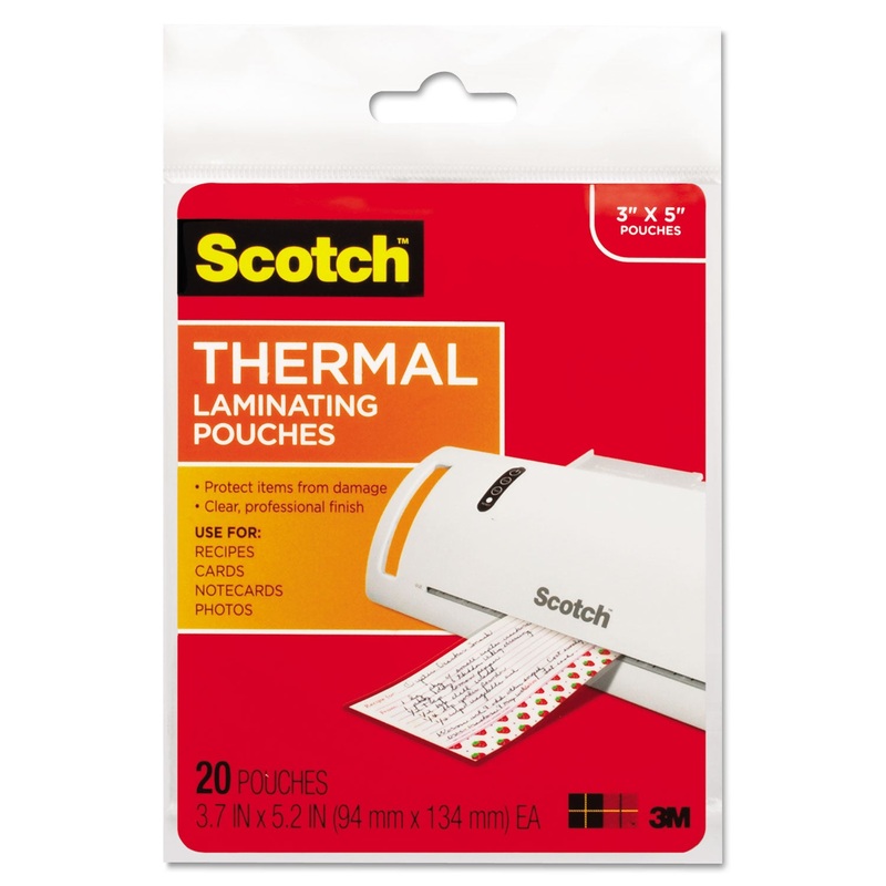 LAMINATING POUCHES, 5 MIL, 5.38" X 3.75", GLOSS CLEAR, 20/PACK