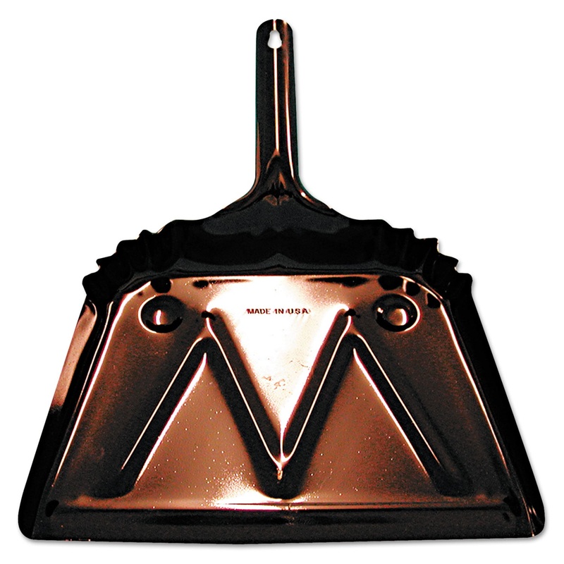 Metal Dust Pan, 12in Edge, Black