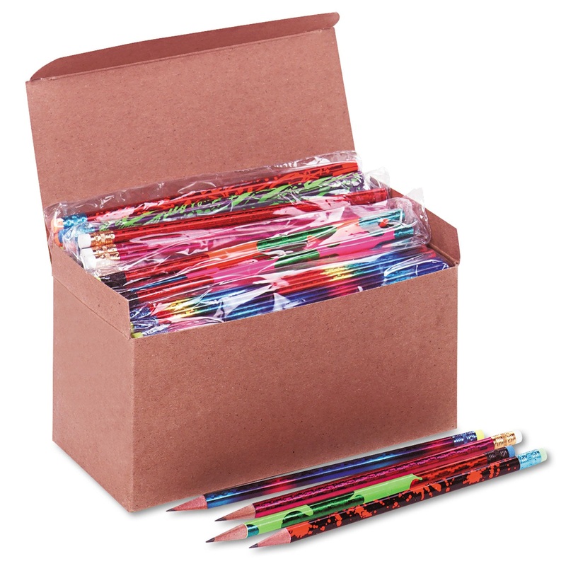 AWARD PENCIL, TREASURE ASSORTMENT, HB (#2), BLACK LEAD, ASSORTED BARREL COLORS, 144/BOX