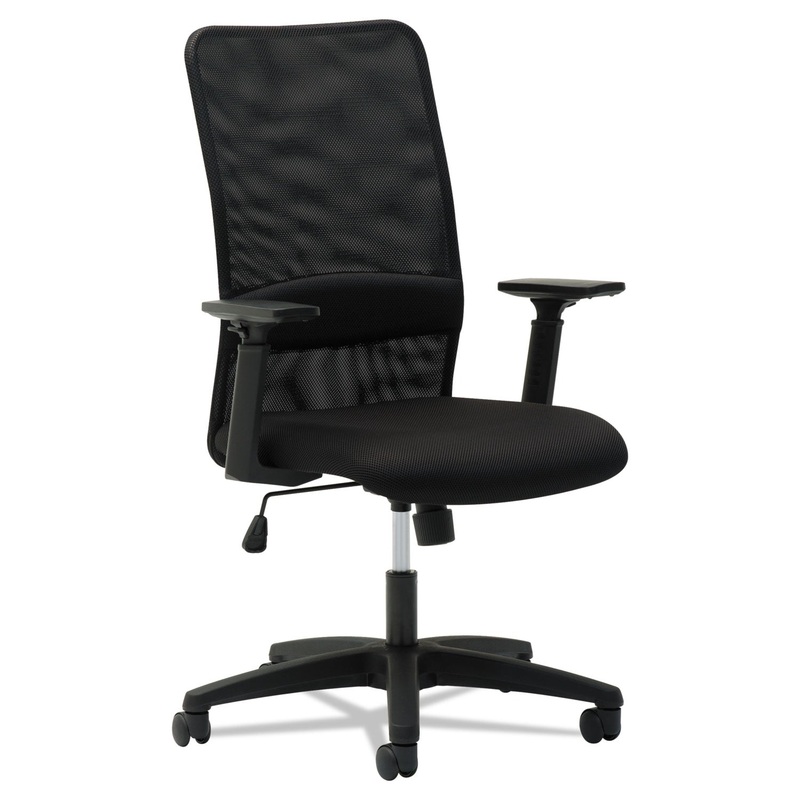 MESH HIGH-BACK CHAIR, SUPPORTS UP TO 225 LBS., BLACK SEAT/BLACK BACK, BLACK BASE
