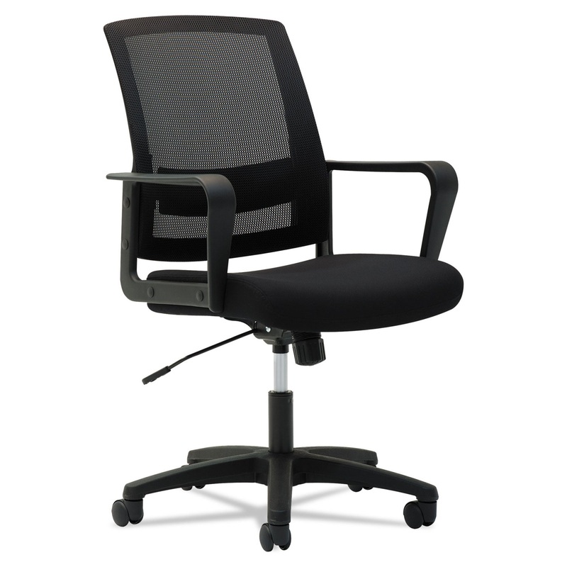 MESH MID-BACK CHAIR, SUPPORTS UP TO 225 LBS., BLACK SEAT/BLACK BACK, BLACK BASE