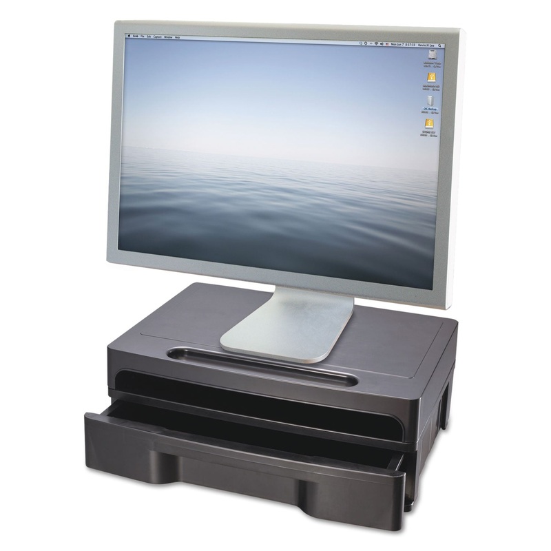 Monitor Stand With Drawer, 13 1/8 X 9 7/8 X 5, Black