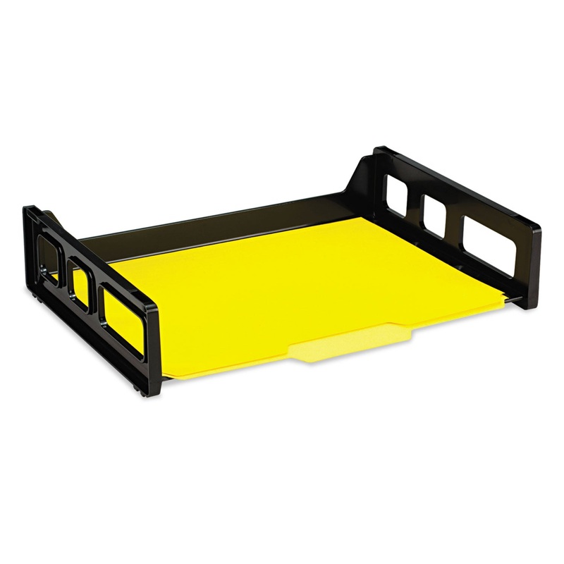 RECYCLED SIDE LOAD DESK TRAY, 1 SECTION, LETTER SIZE FILES, 13.19" X 9" X 2.75", BLACK