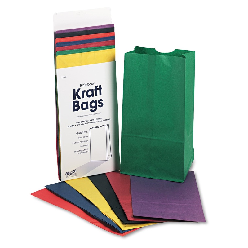 RAINBOW BAGS, 6" X 11", ASSORTED BRIGHT, 28/PACK