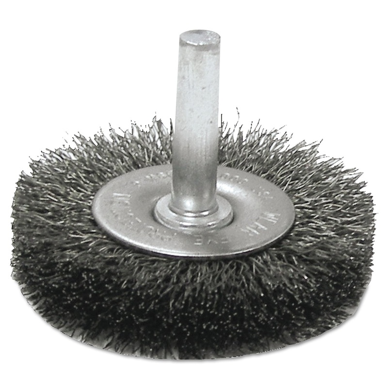 Crimped-Wire Radial-Wheel Brush, 3" Dia, 13/16" Trim, .014 Wire, 1/4" Arbor