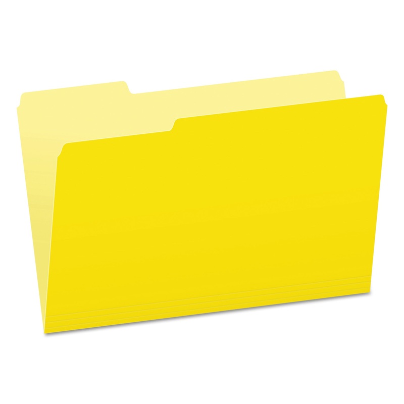 COLORED FILE FOLDERS, 1/3-CUT TABS, LEGAL SIZE, YELLOWITH LIGHT YELLOW, 100/BOX