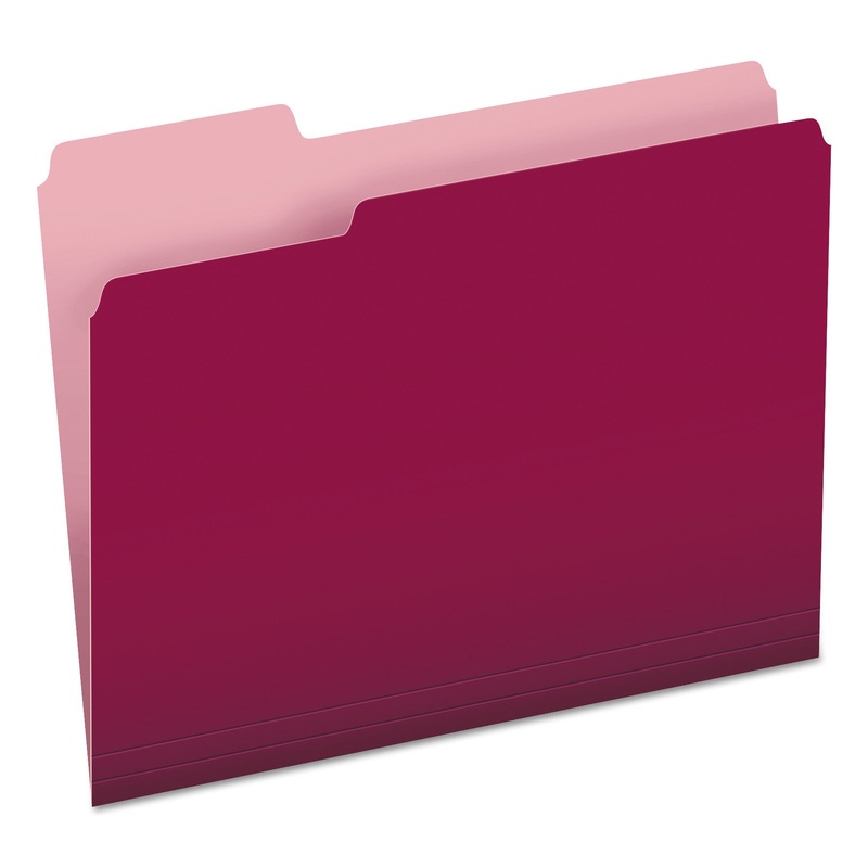 COLORED FILE FOLDERS, 1/3-CUT TABS, LETTER SIZE, BURGUNDY/LIGHT BURGUNDY, 100/BOX