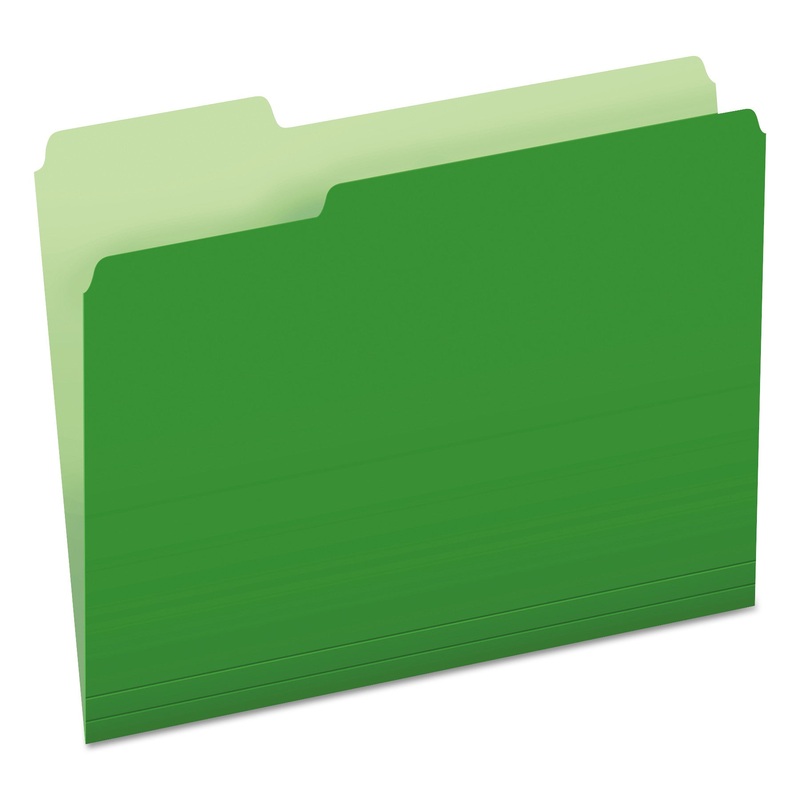 COLORED FILE FOLDERS, 1/3-CUT TABS, LETTER SIZE, GREEN/LIGHT GREEN, 100/BOX