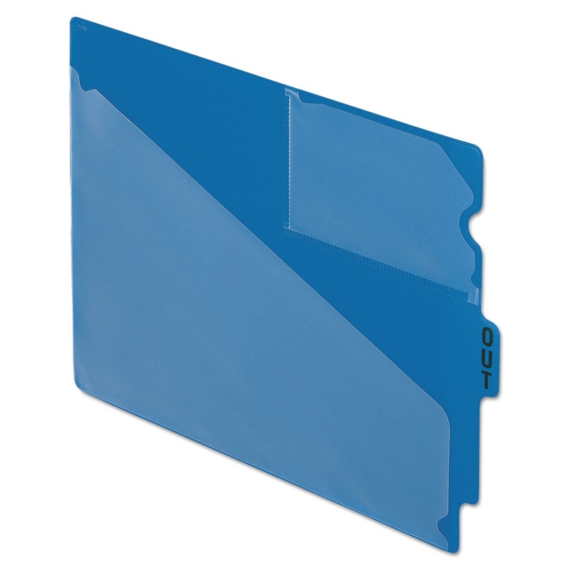 COLORED POLY OUT GUIDES WITH CENTER TAB, 1/3-CUT END TAB, OUT, 8.5 X 11, BLUE, 50/BOX