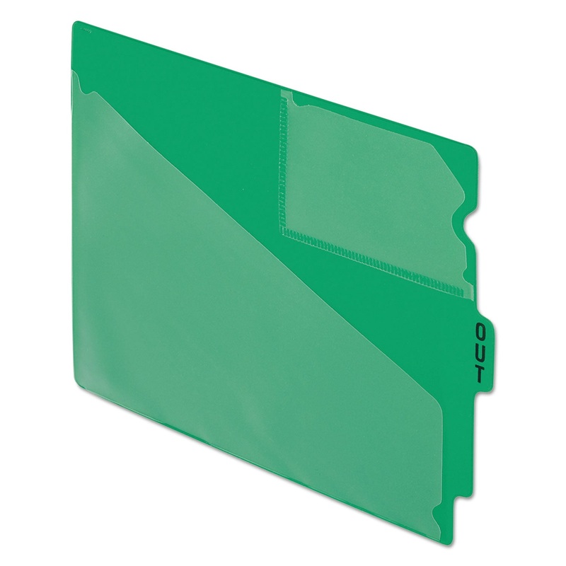 COLORED POLY OUT GUIDES WITH CENTER TAB, 1/3-CUT END TAB, OUT, 8.5 X 11, GREEN, 50/BOX