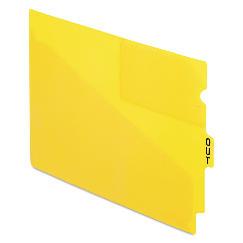 COLORED POLY OUT GUIDES WITH CENTER TAB, 1/3-CUT END TAB, OUT, 8.5 X 11, YELLOW, 50/BOX