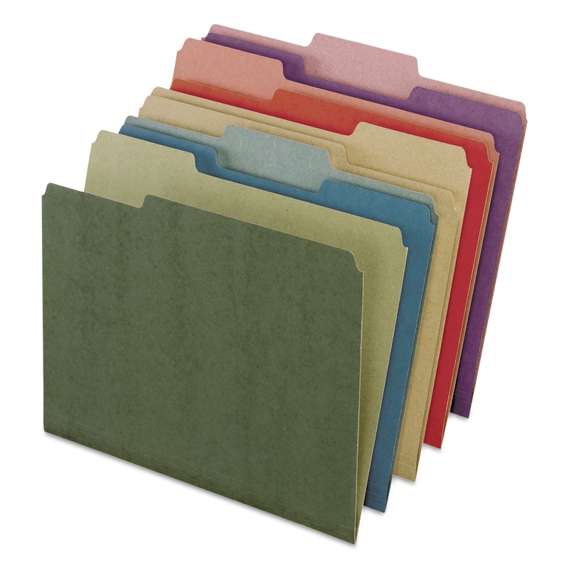 EARTHWISE BY 100% RECYCLED COLORED FILE FOLDERS, 1/3-CUT TABS, LETTER SIZE, ASSORTED, 50/BOX