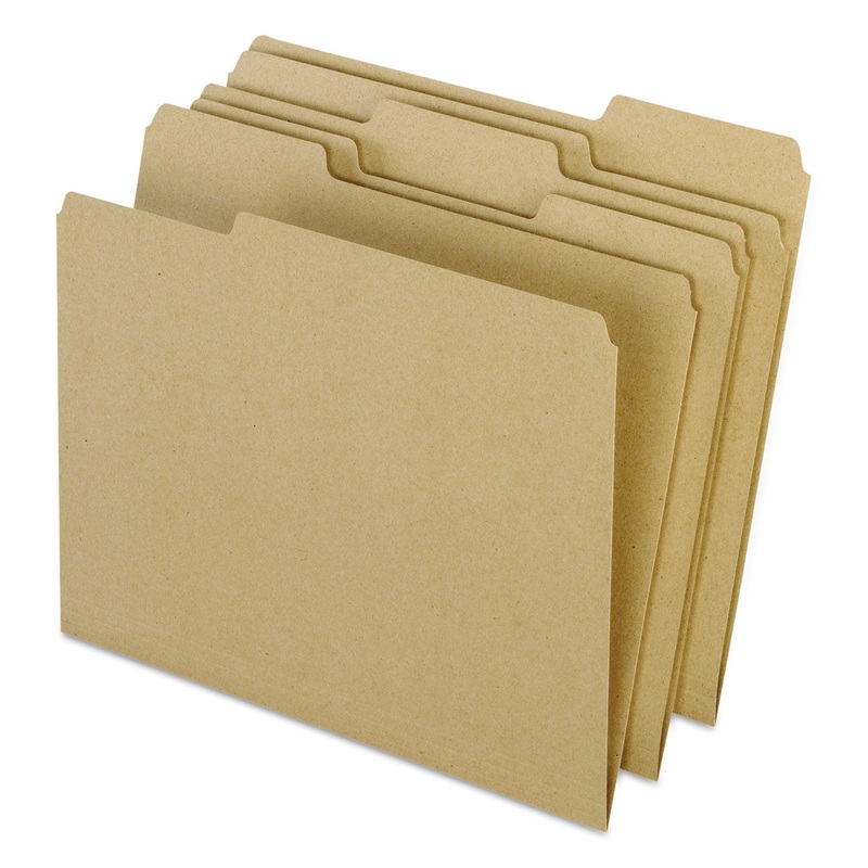 EARTHWISE BY 100% RECYCLED COLORED FILE FOLDERS, 1/3-CUT TABS, LETTER SIZE, NATURAL, 100/BOX