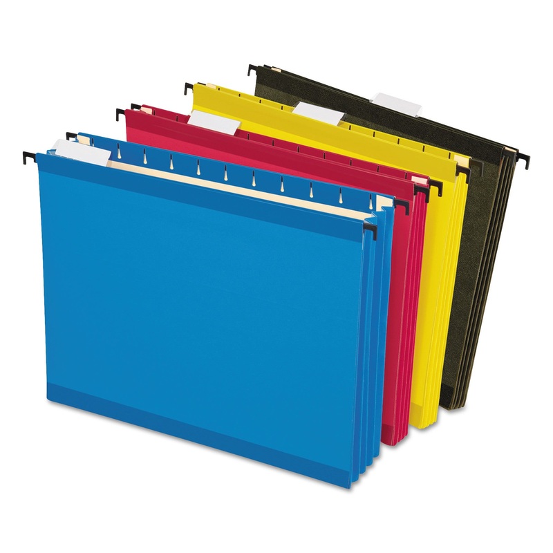 SUREHOOK HANGING POCKET FILE, LETTER SIZE, 1/5-CUT TAB, ASSORTED, 4/PACK