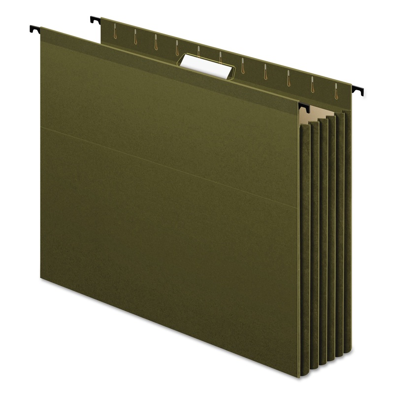 SUREHOOK HANGING POCKET FILE, LETTER SIZE, 1/5-CUT TAB, STANDARD GREEN, 4/PACK