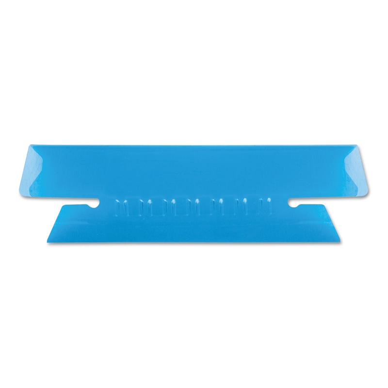 TRANSPARENT COLORED TABS FOR HANGING FILE FOLDERS, 1/3-CUT TABS, BLUE, 3.5" WIDE, 25/PACK