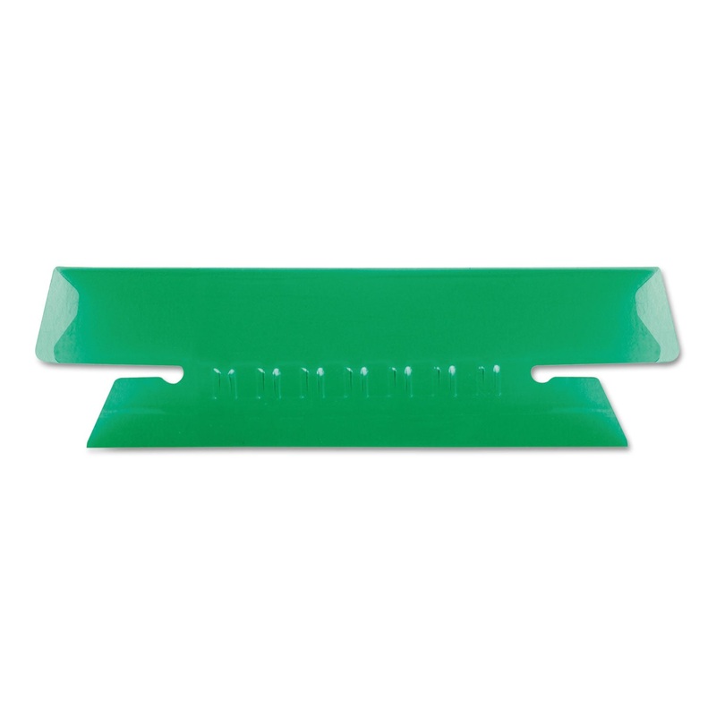 TRANSPARENT COLORED TABS FOR HANGING FILE FOLDERS, 1/3-CUT TABS, GREEN, 3.5" WIDE, 25/PACK