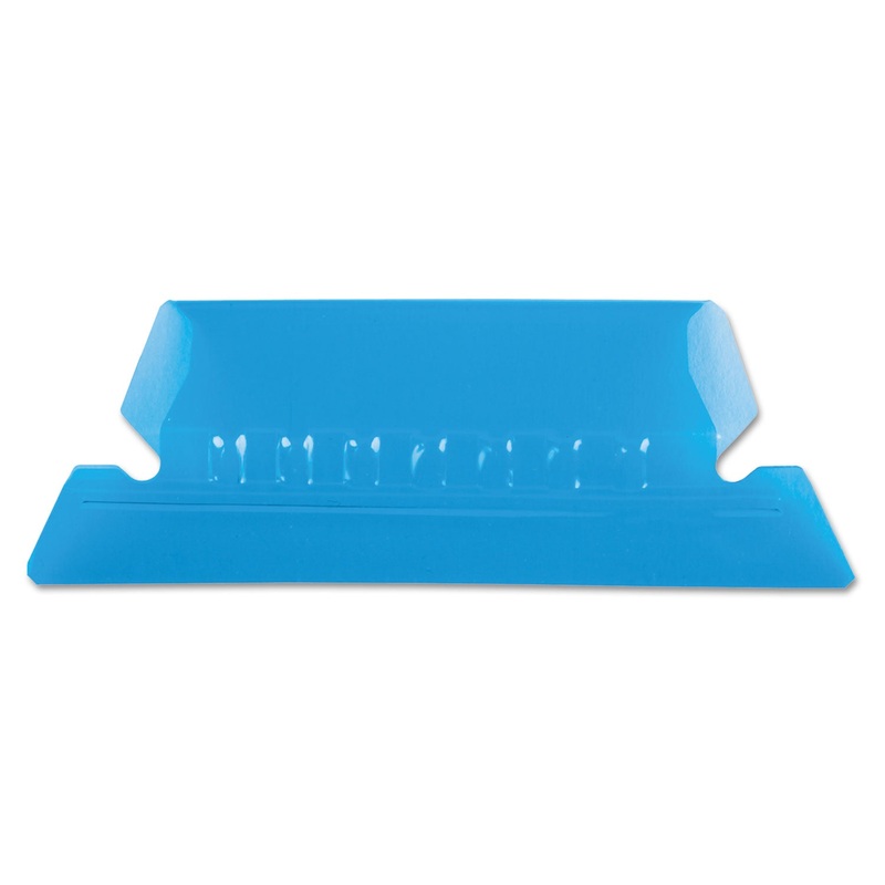 TRANSPARENT COLORED TABS FOR HANGING FILE FOLDERS, 1/5-CUT TABS, BLUE, 2" WIDE, 25/PACK
