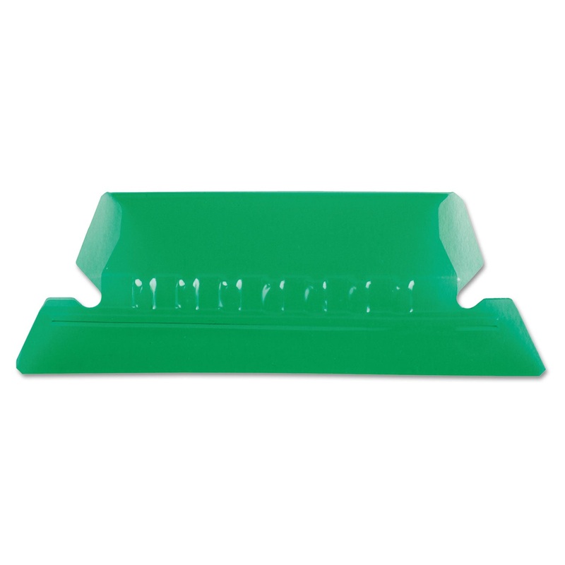 TRANSPARENT COLORED TABS FOR HANGING FILE FOLDERS, 1/5-CUT TABS, GREEN, 2" WIDE, 25/PACK