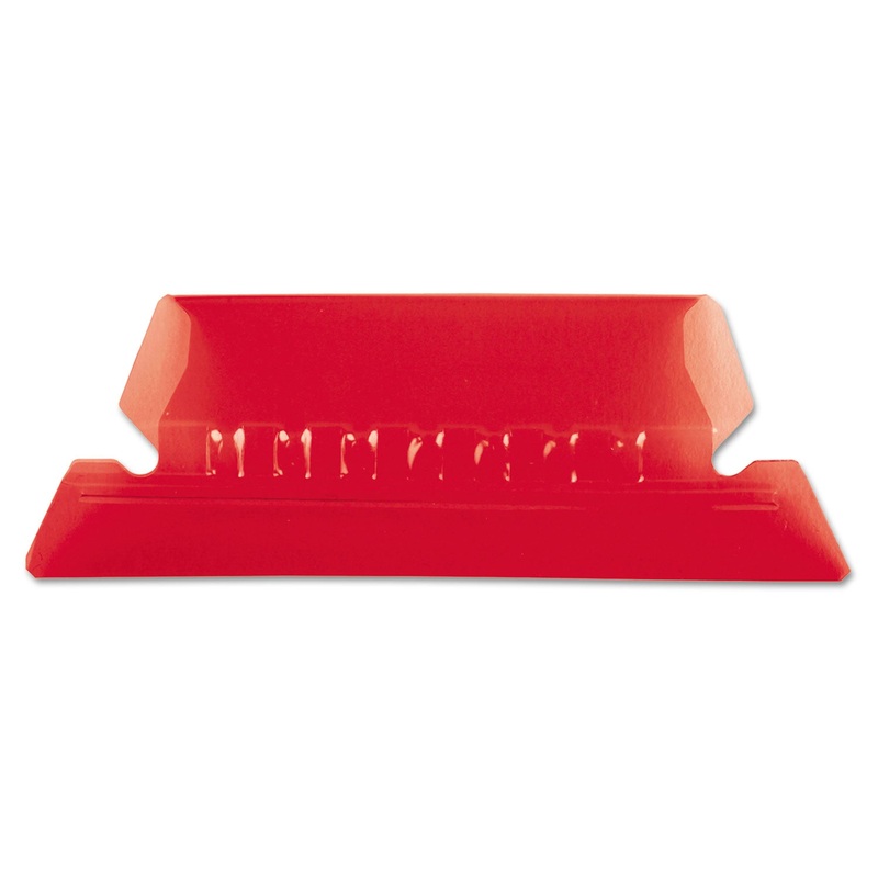 TRANSPARENT COLORED TABS FOR HANGING FILE FOLDERS, 1/5-CUT TABS, RED, 2" WIDE, 25/PACK