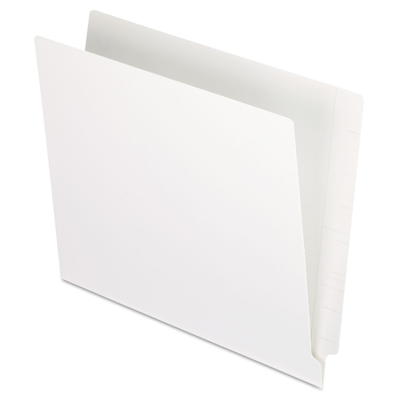 COLORED END TAB FOLDERS WITH REINFORCED 2-PLY STRAIGHT CUT TABS, LETTER SIZE, WHITE, 100/BOX