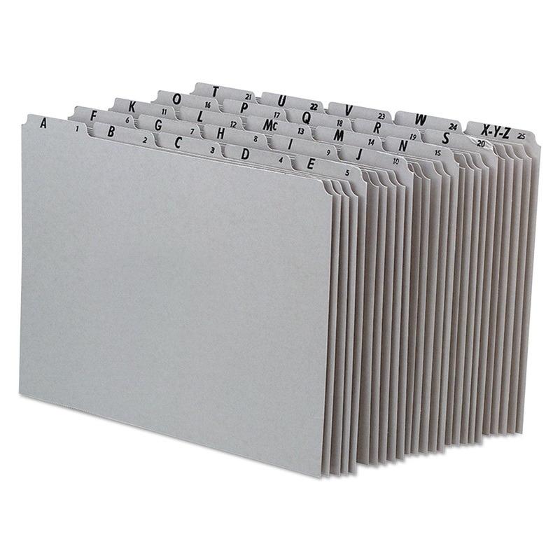 TOP TAB A-Z FILE GUIDES, 1/5-CUT TOP TAB, A TO Z, 8.5 X 11, GRAY, 25/SET