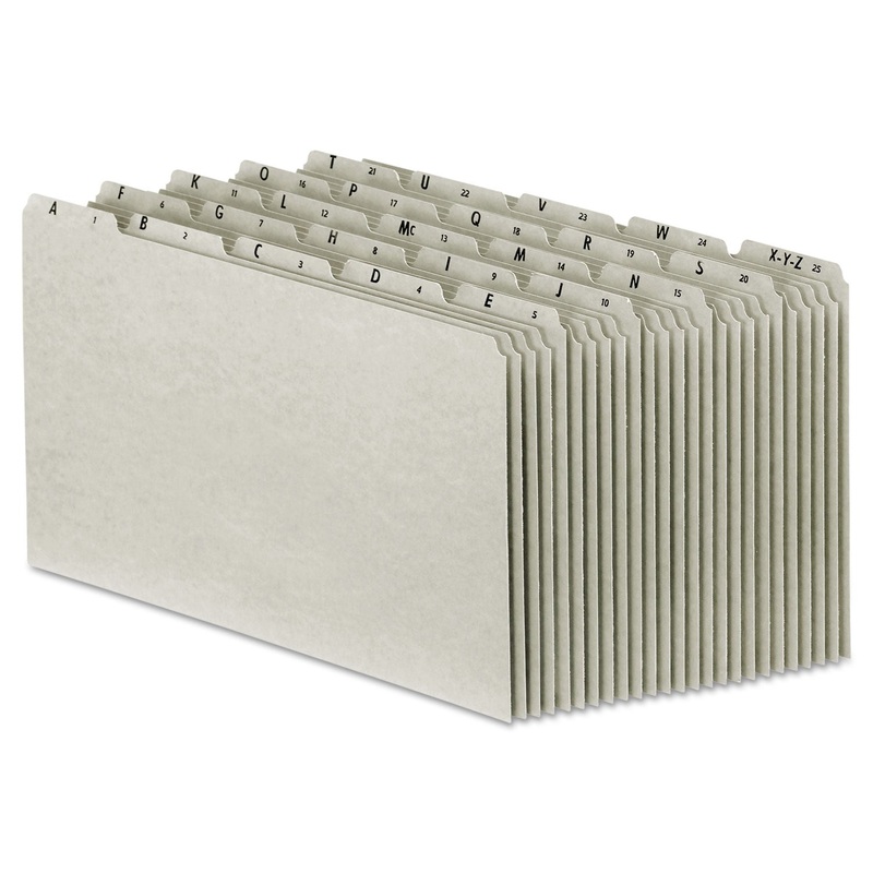 TOP TAB A-Z FILE GUIDES, 1/5-CUT TOP TAB, A TO Z, 8.5 X 14, GRAY, 25/SET