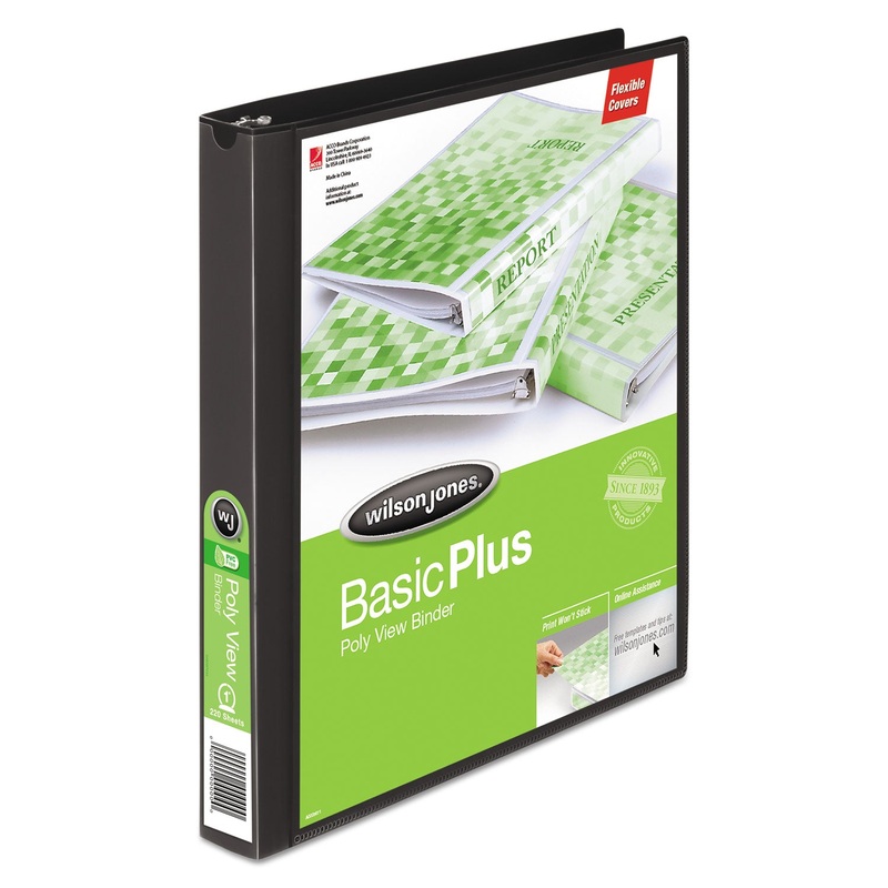 FLEXIBLE POLY ROUND RING VIEW BINDER, 3 RINGS, 1" CAPACITY, 11 X 8.5, BLACK