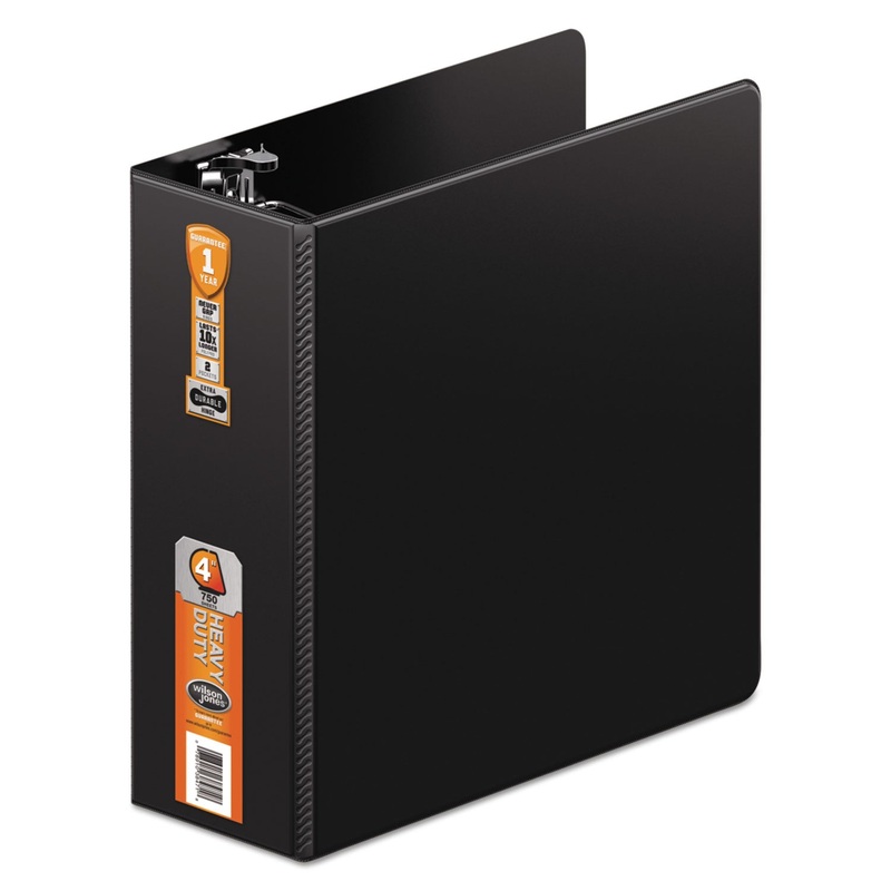 HEAVY-DUTY D-RING BINDER WITH EXTRA-DURABLE HINGE, 3 RINGS, 4" CAPACITY, 11 X 8.5, BLACK