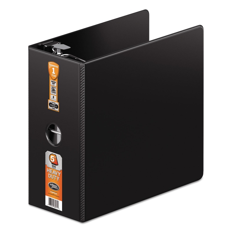 HEAVY-DUTY D-RING BINDER WITH EXTRA-DURABLE HINGE, 3 RINGS, 5" CAPACITY, 11 X 8.5, BLACK