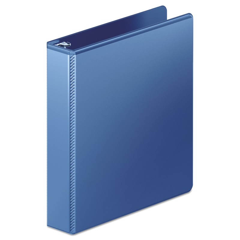 HEAVY-DUTY D-RING VIEW BINDER WITH EXTRA-DURABLE HINGE, 3 RINGS, 1.5" CAPACITY, 11 X 8.5, PC BLUE