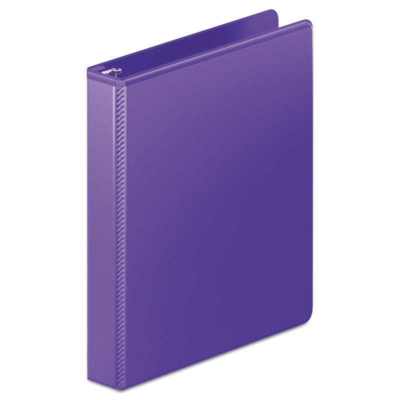 HEAVY-DUTY D-RING VIEW BINDER WITH EXTRA-DURABLE HINGE, 3 RINGS, 1" CAPACITY, 11 X 8.5, PURPLE