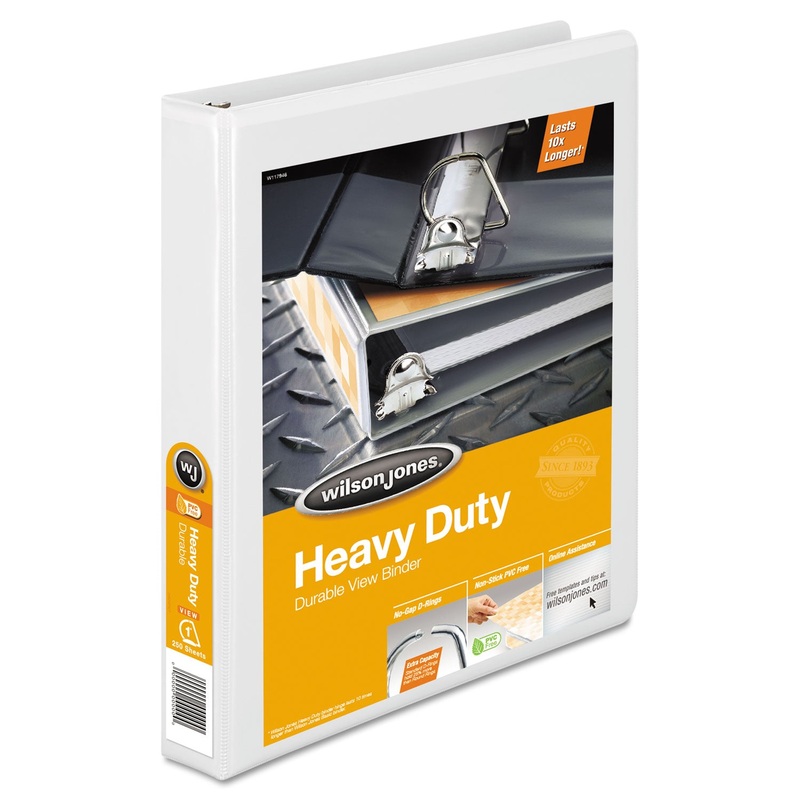 HEAVY-DUTY D-RING VIEW BINDER WITH EXTRA-DURABLE HINGE, 3 RINGS, 1" CAPACITY, 11 X 8.5, WHITE