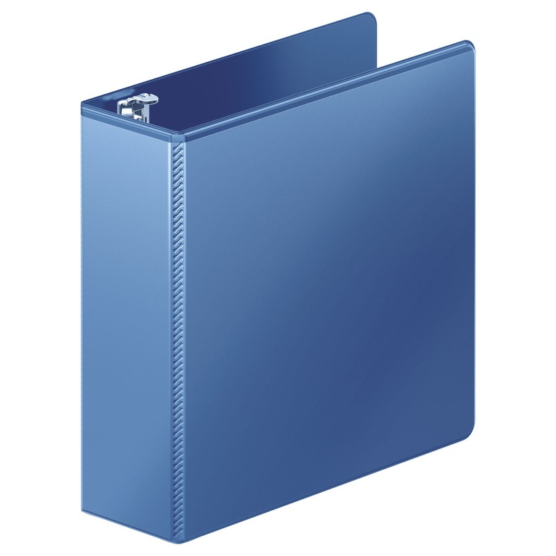 HEAVY-DUTY D-RING VIEW BINDER WITH EXTRA-DURABLE HINGE, 3 RINGS, 3" CAPACITY, 11 X 8.5, PC BLUE