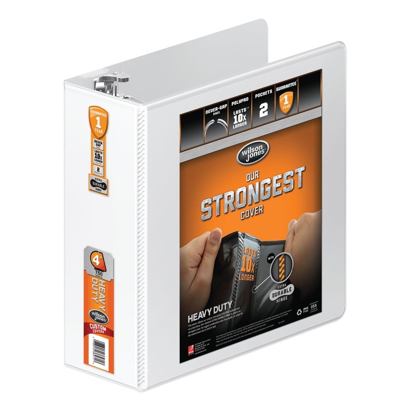 HEAVY-DUTY D-RING VIEW BINDER WITH EXTRA-DURABLE HINGE, 3 RINGS, 4" CAPACITY, 11 X 8.5, WHITE