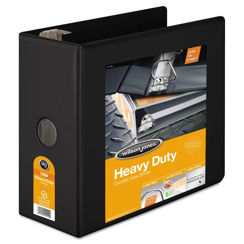 HEAVY-DUTY D-RING VIEW BINDER WITH EXTRA-DURABLE HINGE, 3 RINGS, 5" CAPACITY, 11 X 8.5, BLACK