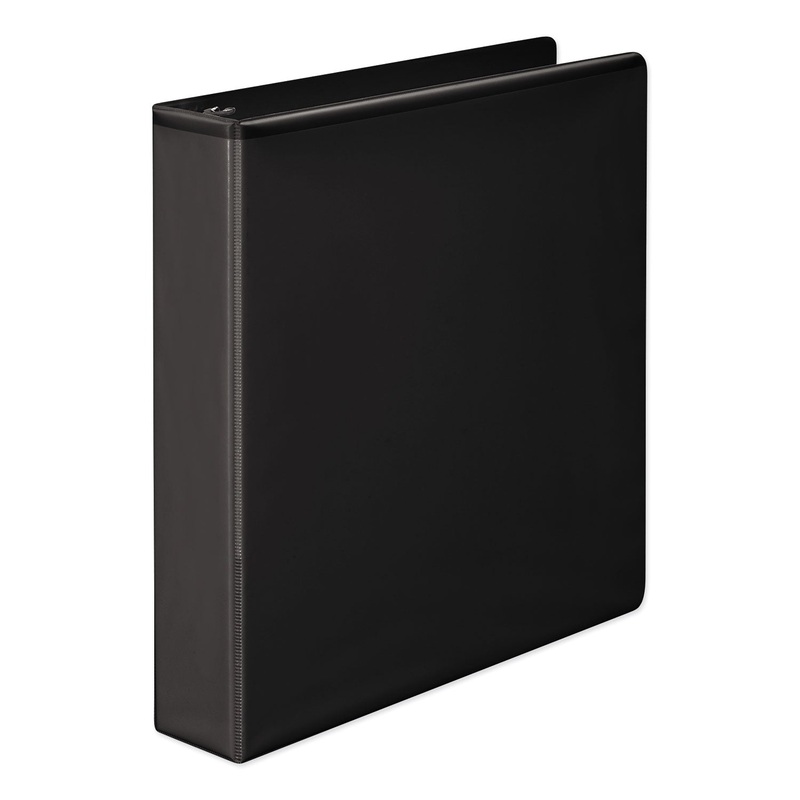 HEAVY-DUTY ROUND RING VIEW BINDER WITH EXTRA-DURABLE HINGE, 3 RINGS, 1.5" CAPACITY, 11 X 8.5, BLACK