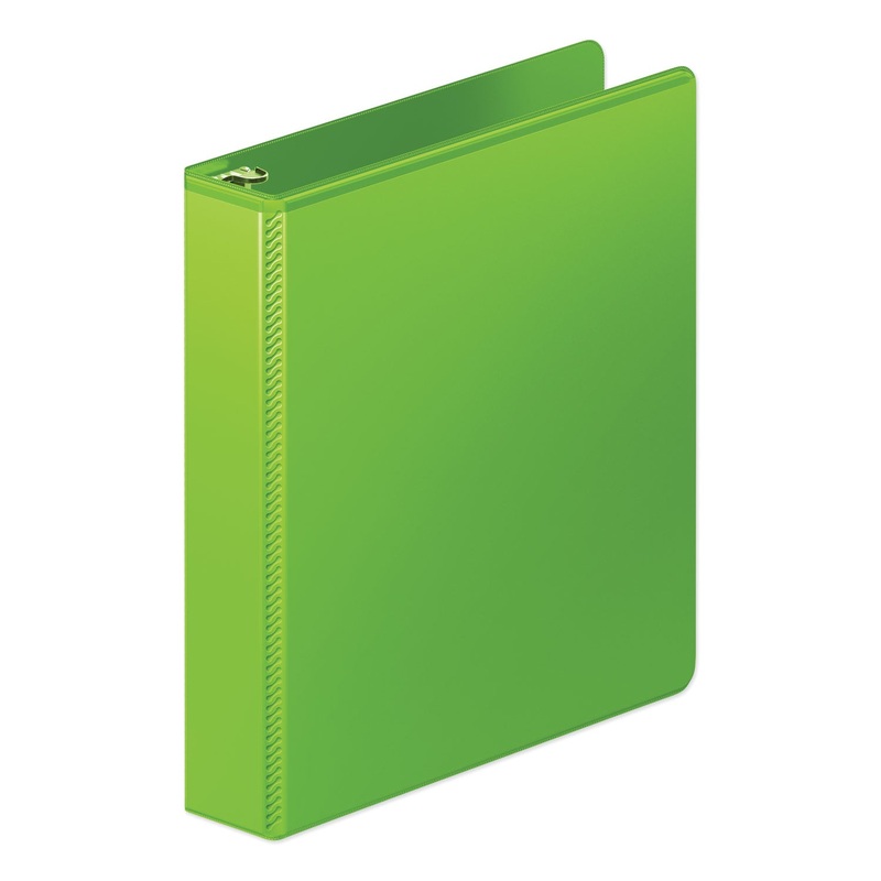 HEAVY-DUTY ROUND RING VIEW BINDER WITH EXTRA-DURABLE HINGE, 3 RINGS, 1.5" CAPACITY, 11 X 8.5, CHARTREUSE